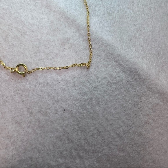 Dainty Fine Circle Reversible Gold/Sparkle CZ Necklace 18” - Picture 9 of 13